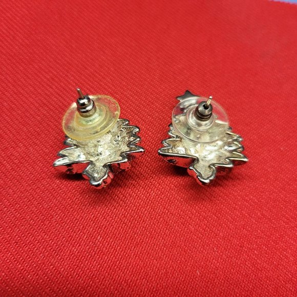 Gold and Silver Christmas Tree Earrings - Picture 3 of 12